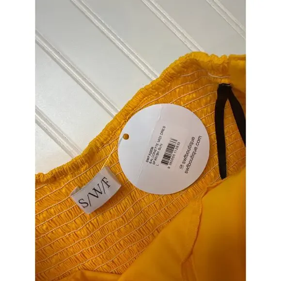 NWT Revolve SWF Balconette Midi Dress in Spanish Sun Tube Strapless Smocked Sz L - Picture 5 of 13